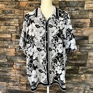 Allison Daley Black and White Floral Top